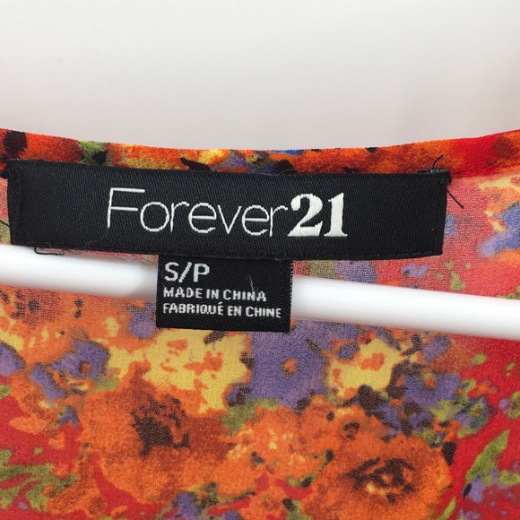 F21 Forever 21 Cap Sleeve Floral Top S - Picture 3 of 4